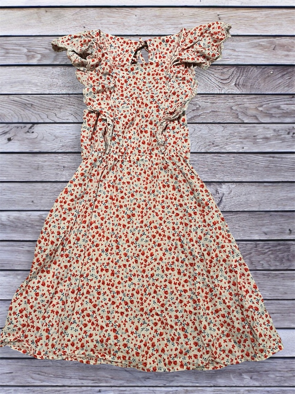 Old Navy white Dress with Red Floral Pattern small